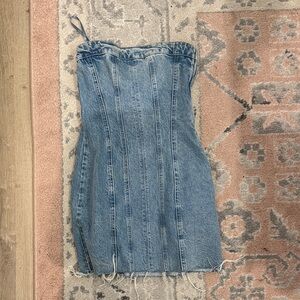 Zara Blue Strapless Denim Dress